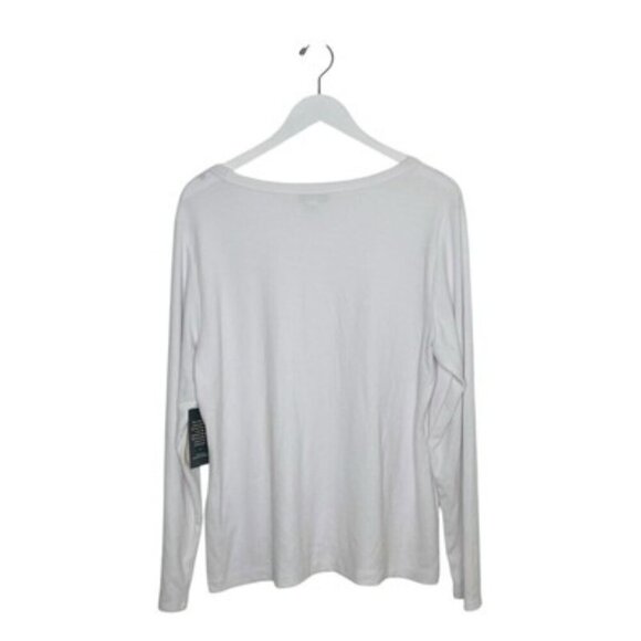 On 34th Womens White Long-Sleeve Crewneck Top Plus Size 1X NWT - Picture 2 of 5